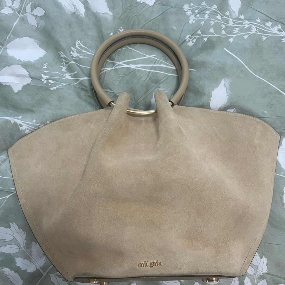 cult gaia Beige Suede Tote with Round Handles